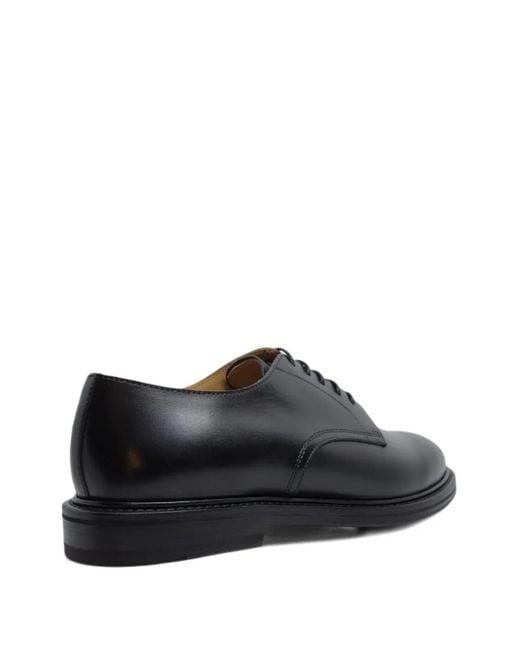 Henderson Black Leather Derby Lace-Up Shoes for men