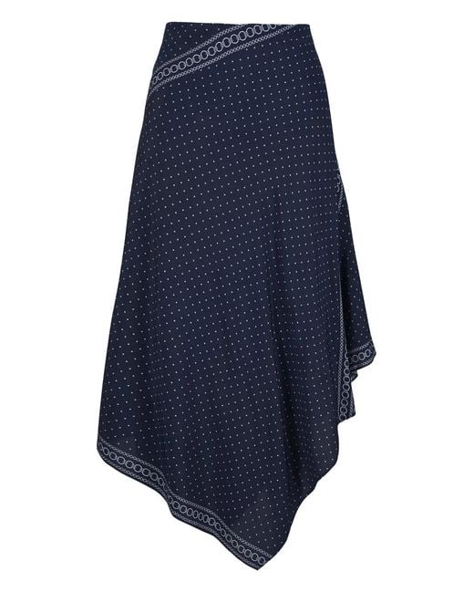 Veronica Beard Blue Hartley Polka-Dot Asymmetric Skirt