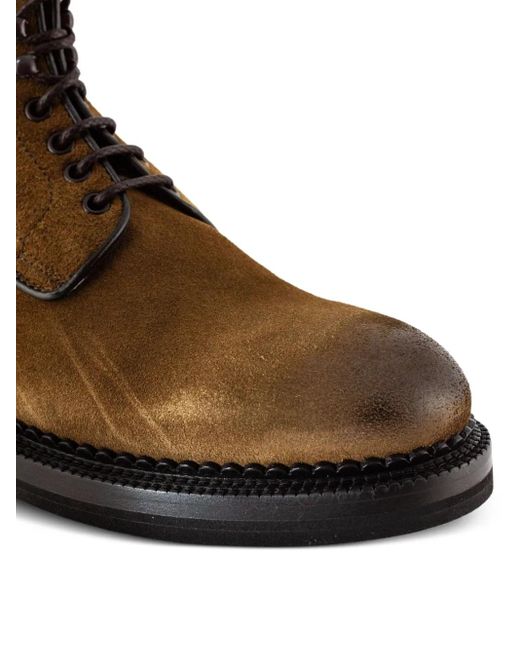 Green George Brown Lace-Up Round-Toe Boots for men