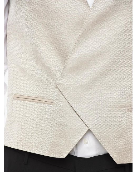 Corneliani White Embroidered Double-Breasted Waistcoat for men