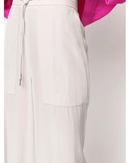 Fabiana Filippi White Drawstring-Waist Straight-Leg Trousers