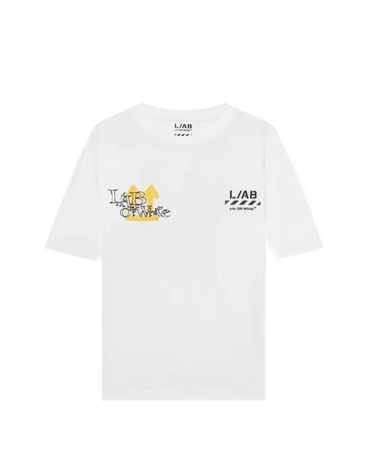 LAB C.O. OFF WHITE White Off Active Arrow Logo-Print T-Shirt for men