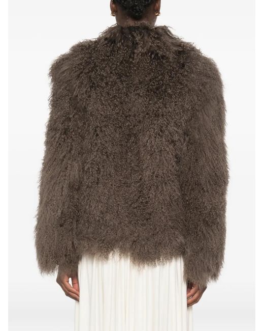 Martha Louis Brown Shearling-Effect Jacket