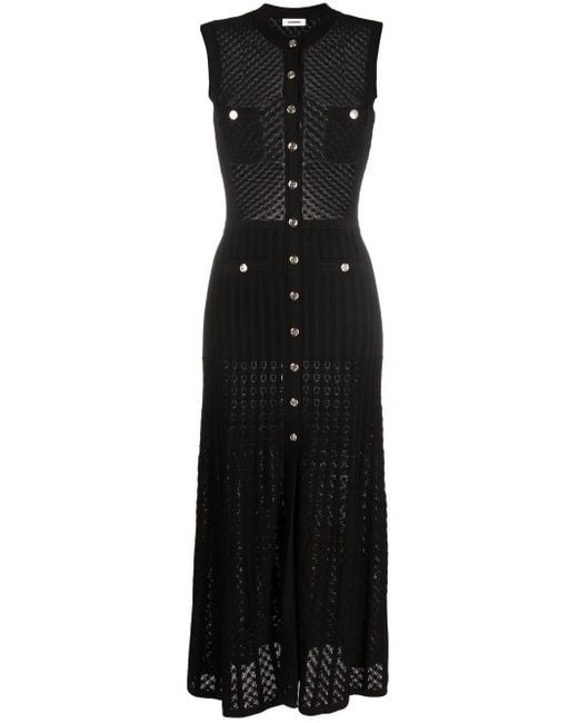 Sandro Knitted Sleeveless Midi Dress in Black Lyst