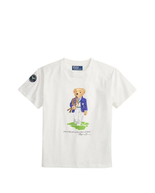 Polo Ralph Lauren White Wimbledon Logo-Print T-Shirt