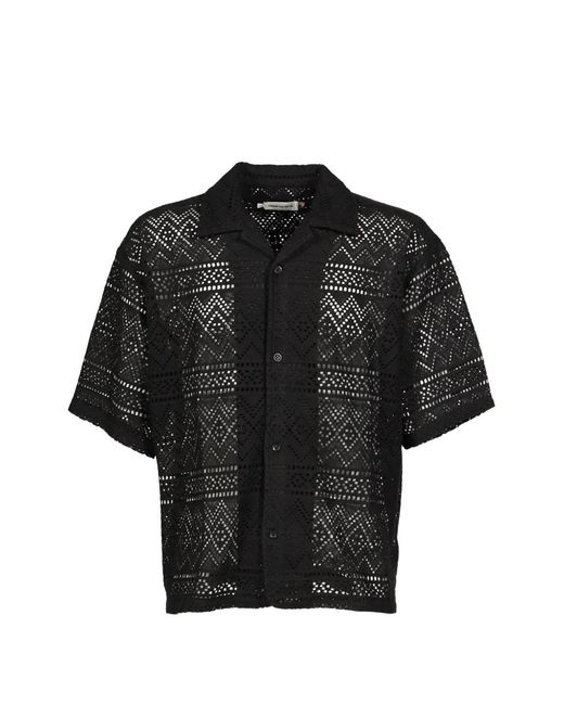 Honor The Gift Black Pointelle Crochet Shirt for men