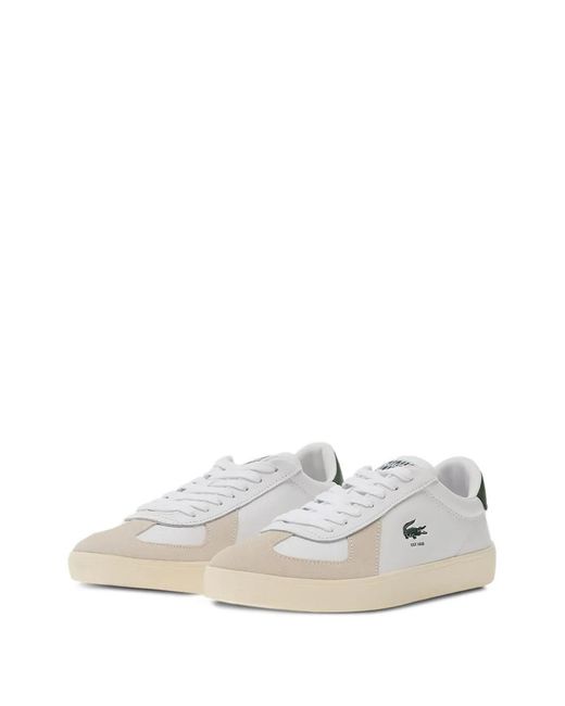 Lacoste White Logo-Patch Panelled Sneakers for men