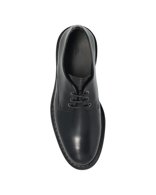 A.P.C. Black Glazed Leather Derbies for men