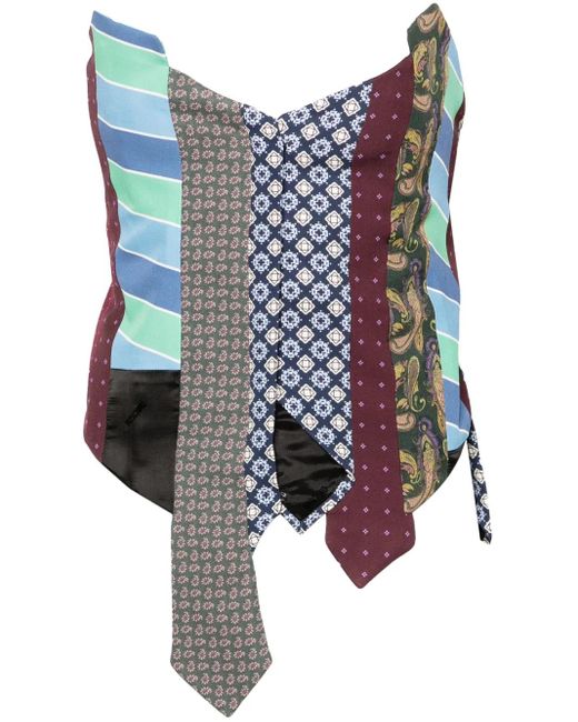 Moschino Blue Top Patchwork Tie Print