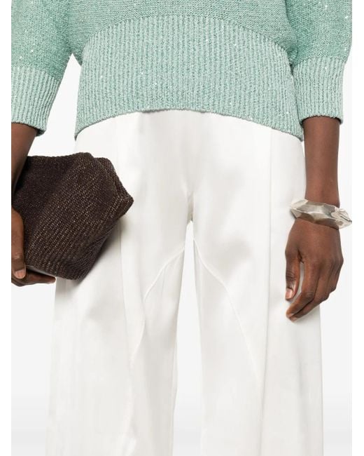 Ermanno Scervino White Satin Trousers