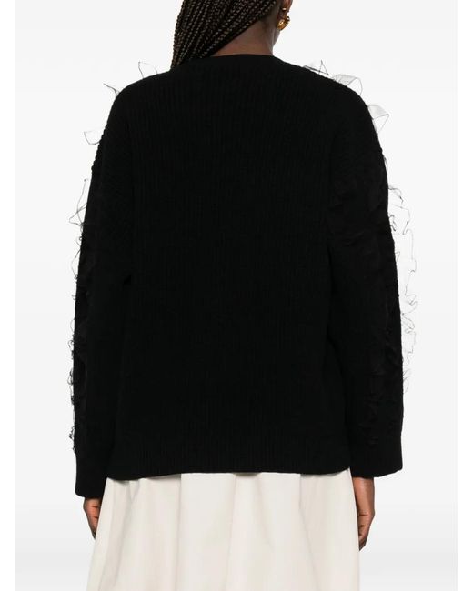 Valentino Garavani Black Embroidered Wool Sweater