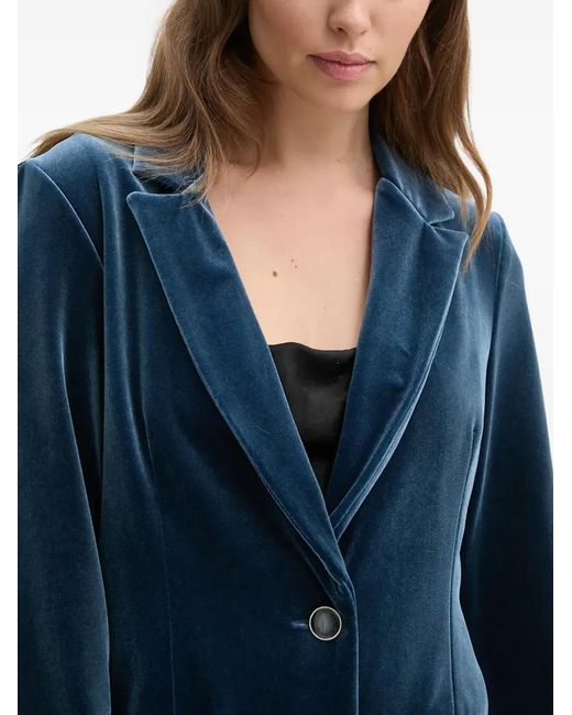 Joseph Ribkoff Blue Velvet Single-Breasted Blazer