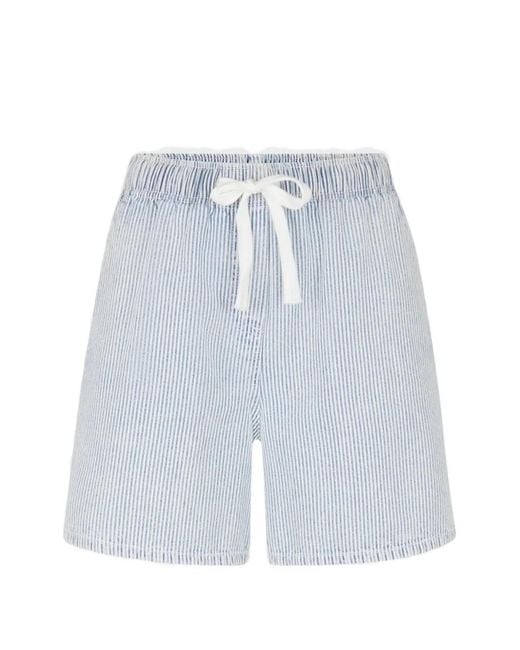 Juvia Blue Maila Striped Denim Mini Shorts