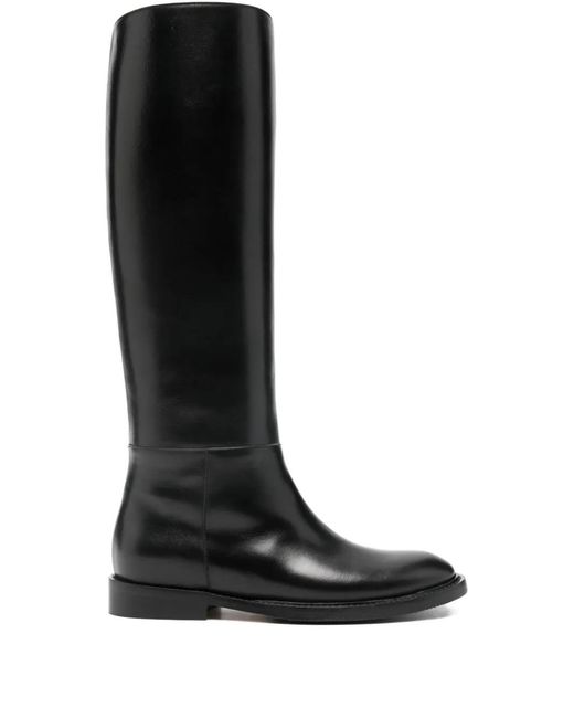 Anna F. Black Knee-Length Leather Boots