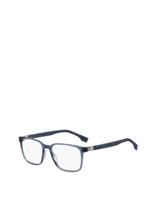 Boss White Rectangle-Frame Glasses for men