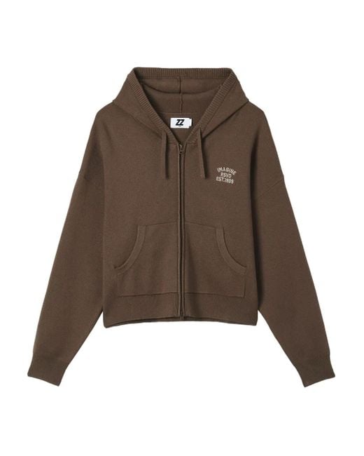 Izzue フーデッド ニットトップ Brown