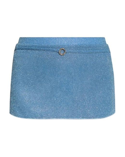 Oseree Blue Glitter-Detailing Mini Skirt