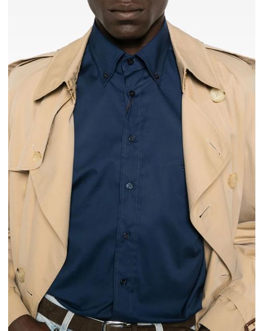 Etro Blue Stretch Cotton Shirt for men