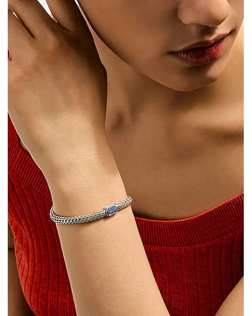 John Hardy White Bracelet Icon En Sterling Serti De Saphir