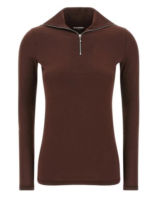 Sweat À Col Zippé Jil Sander en coloris Brown