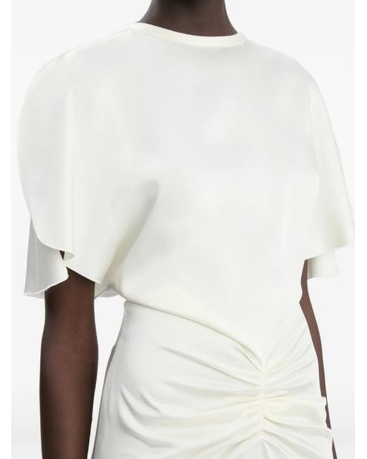 Victoria Beckham White Isabella Draped-Detail Maxi Dress