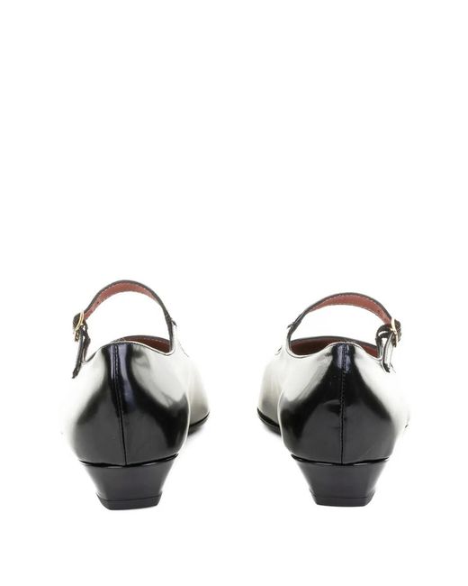 Status White Buckled Leather Pumps