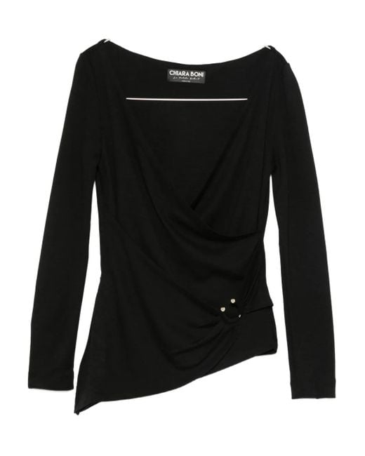 La Petite Robe Di Chiara Boni Asymmetric Blouse Black