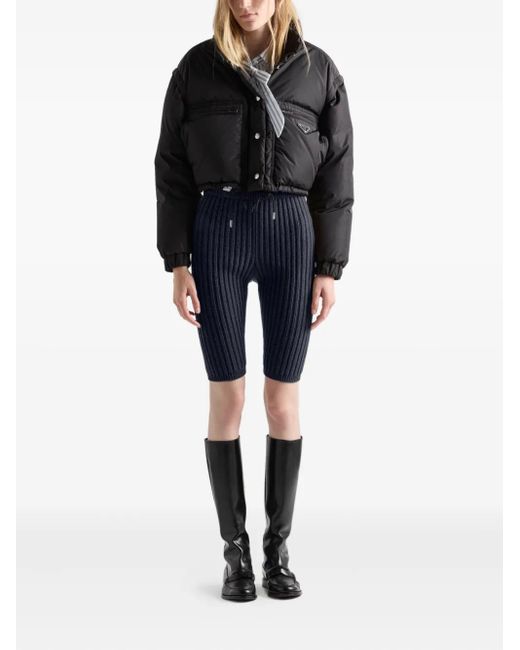 Prada Black Cropped Re-Nylon Down Jacket