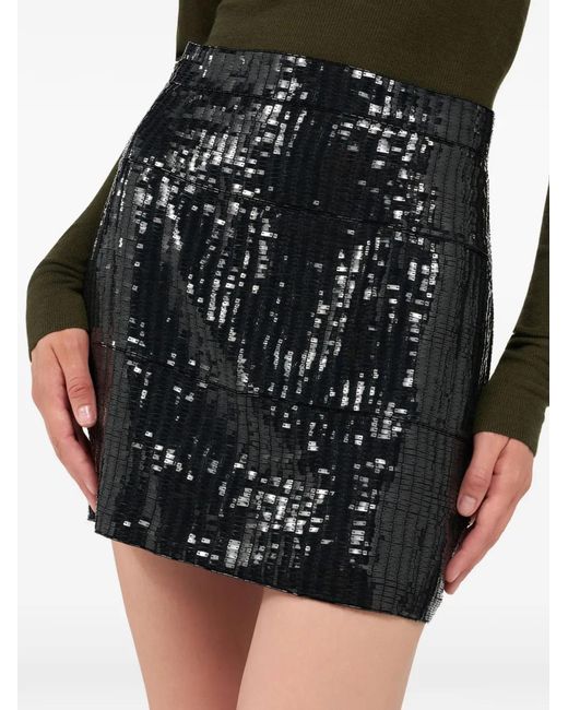 Roberto Cavalli Black Sequin-Embellished Mini Skirt
