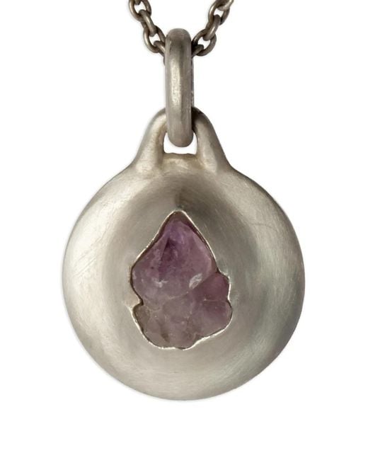 Parts Of 4 Gray Sterling Disk Amethyst Necklace