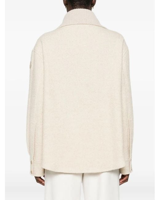 Moncler Natural Zip-Up Bouclé Jacket