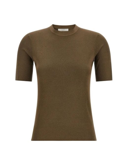 The Row Green Ozzi Short-Sleeve Top