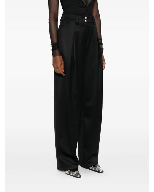 Vestiaire d'un Oiseau Libre Black Pleated-Front Press-Stud Trousers