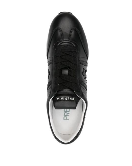 Premiata Black Schwarze Leder Plattform Sneaker