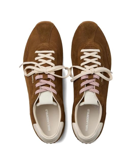 Karl Lagerfeld Brown Astra Volley Suede Sneakers for men