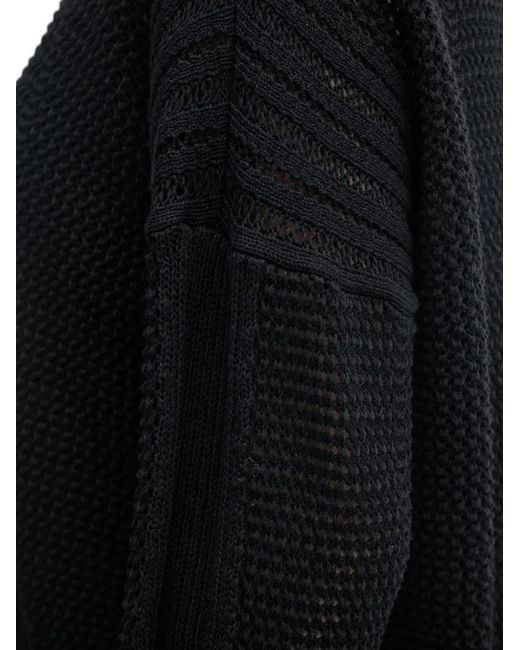 Sisley Black Open-Knit Ribbed-Trim Sweater