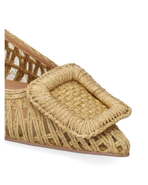 Bibi Lou Natural Woven Buckle-Detail Ballet Flats