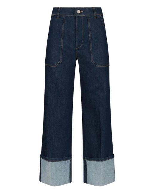 Liu Jo Blue Contrast-Stitching Jeans