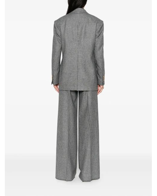 Tagliatore Gray Plaid-Pattern Double-Breasted Suit