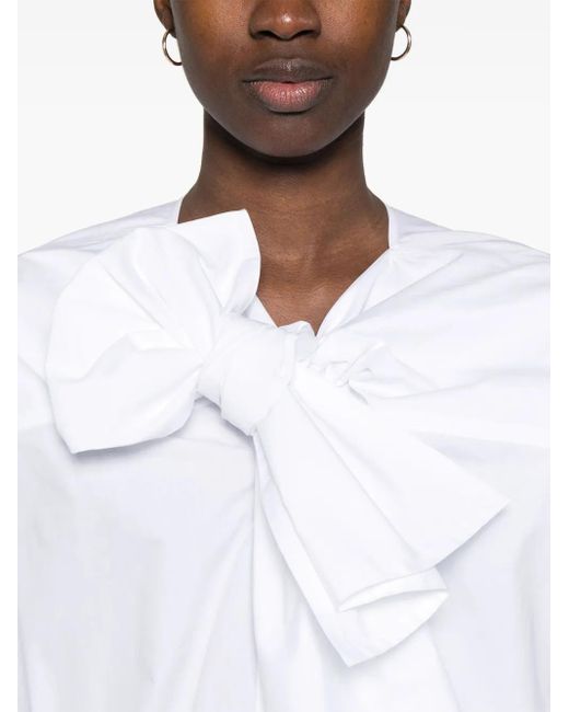 Plan C White Maxi-Bow Poplin Blouse