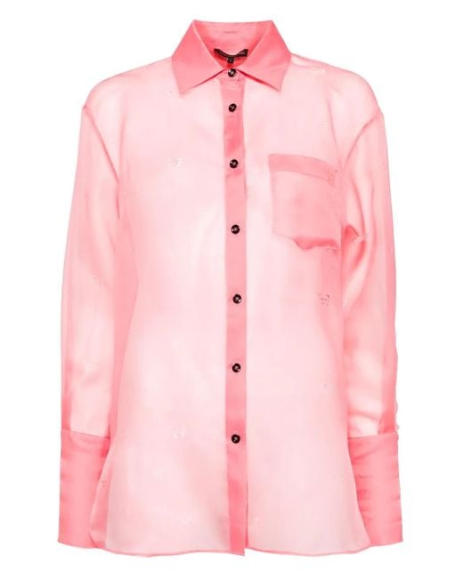 Kiki de Montparnasse Pink Laser-Cut Butterfly Organza Shirt