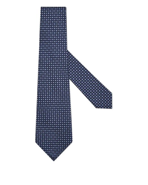 Zegna Blue Geometric-Pattern Silk Tie for men