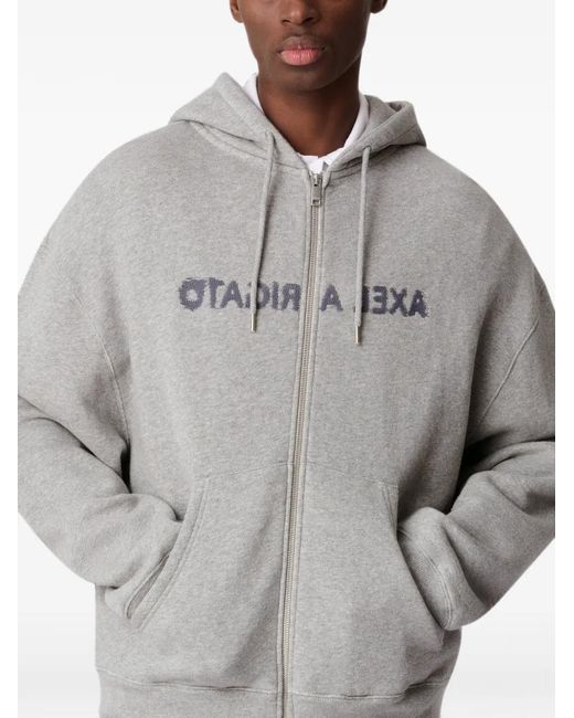Axel Arigato Gray Rhys Logo-Embroidered Zip-Up Hoodie for men