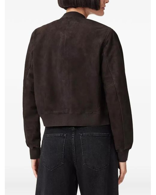 AllSaints Black Orten Suede Bomber Jacket