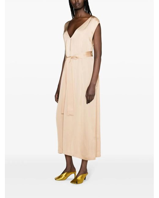 Fabiana Filippi Natural V-Neck Belted Dress