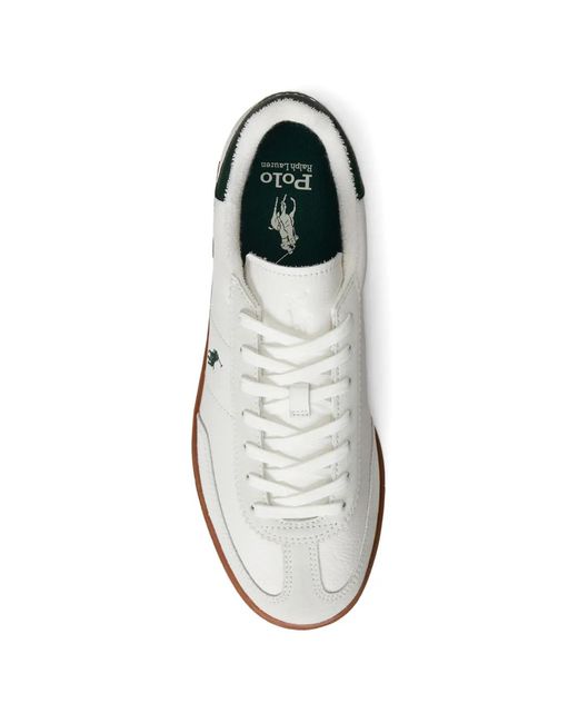 Polo Ralph Lauren White Bedford Logo-Embroidered Lace-Up Sneakers for men