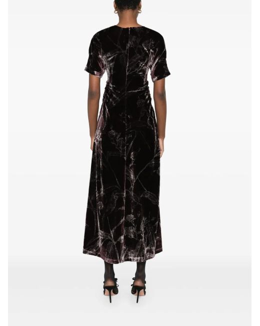 LaDoubleJ Black Velvet Floral-Print Dress