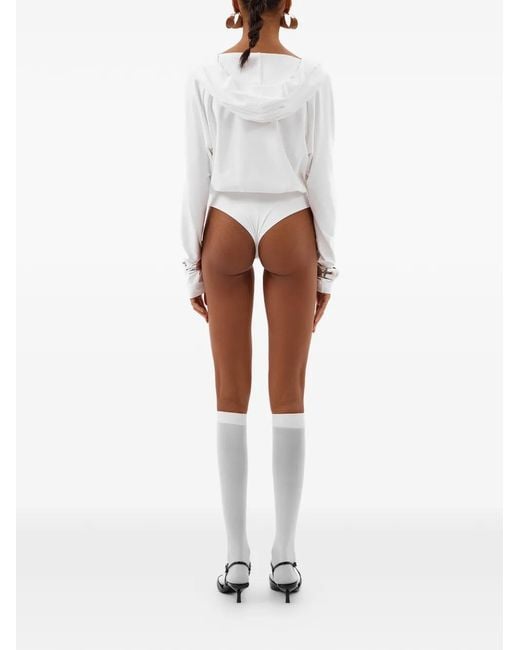 ANNAFOXY White Draped Bodysuit