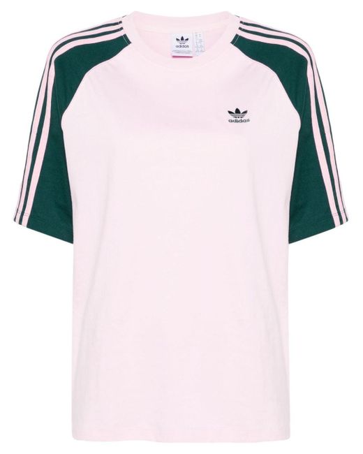 Adidas Colour-block Cotton T-shirt Pink