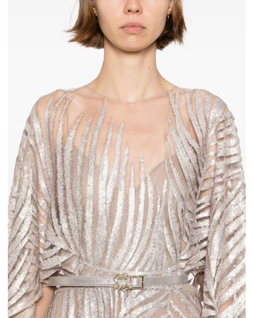 Elie Saab チュール ロングドレス Natural